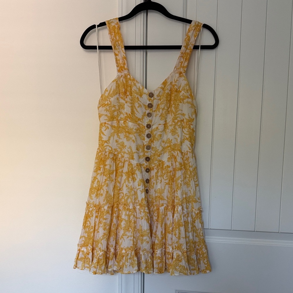Free People Yellow Floral Button-Down Dress